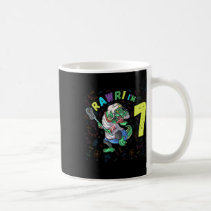 Taza De Café Rawr Tengo 7 Dinosaur T-rex Niño de 7 años Cumplea