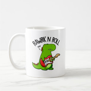 Taza De Café Rawrk Y Rolling Funny Rocker Dinosaur Pun