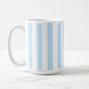 Taza De Café Raya de caramelo azul pálido y blanco