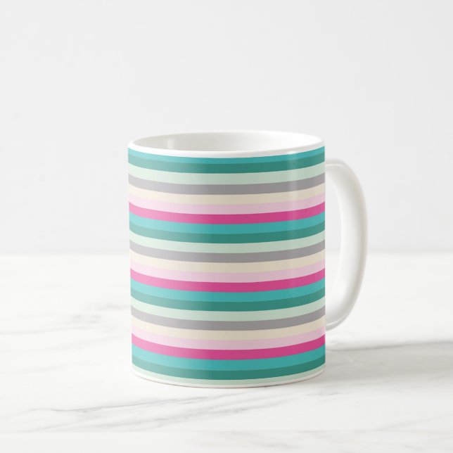 Taza De Café Raya Gris y Teal Rosa (Anverso derecho)