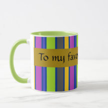 Taza de café rayada "A mi jelly bean favorito"