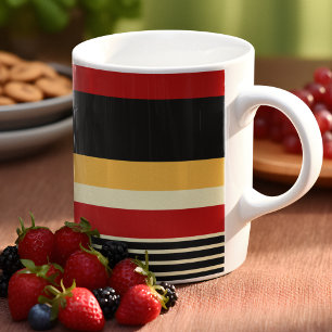 Taza De Café Rayas amarillas, negras y rojas