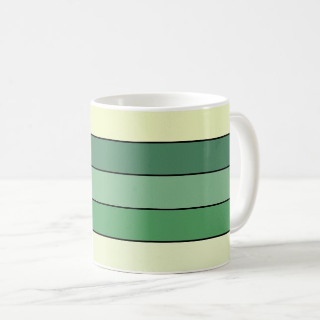 Taza De Café Rayas Amarillas Verdes De Invierno Sobre Papel Acu (Anverso derecho)
