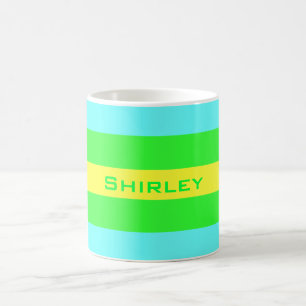 Taza De Café Rayas Anchas Amarillas, Verdes y Azules por Shirle