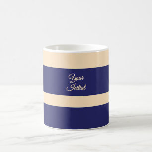 Taza De Café Rayas anchas de azul oscuro y crema