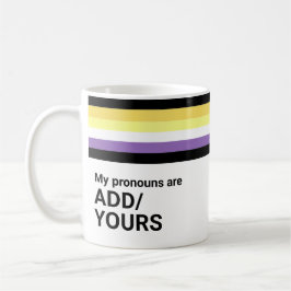 Taza De Café Rayas arcoiris Nombre LGBT Pronounss No Bandera Bi