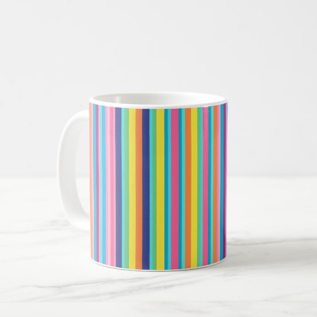 Taza De Café Rayas arcoiris pasteles (Anverso izquierdo)