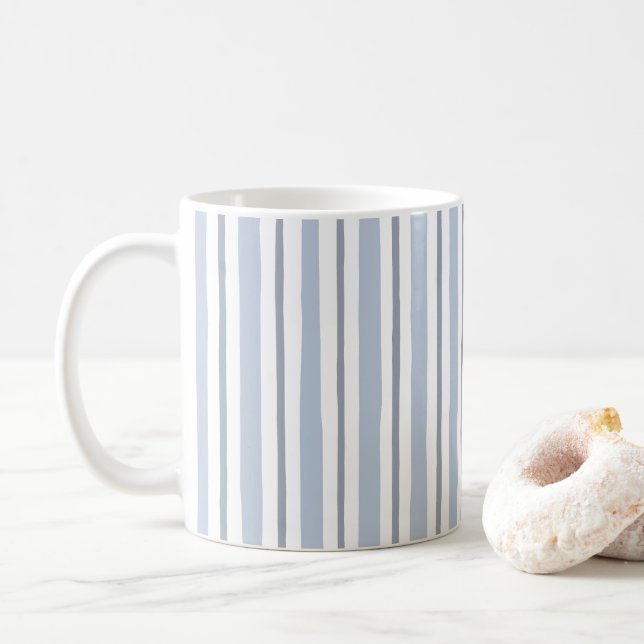 Taza De Café rayas azul claro estilo pastel  (Con donut)