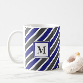 Taza De Café Rayas azul y gris oscuro