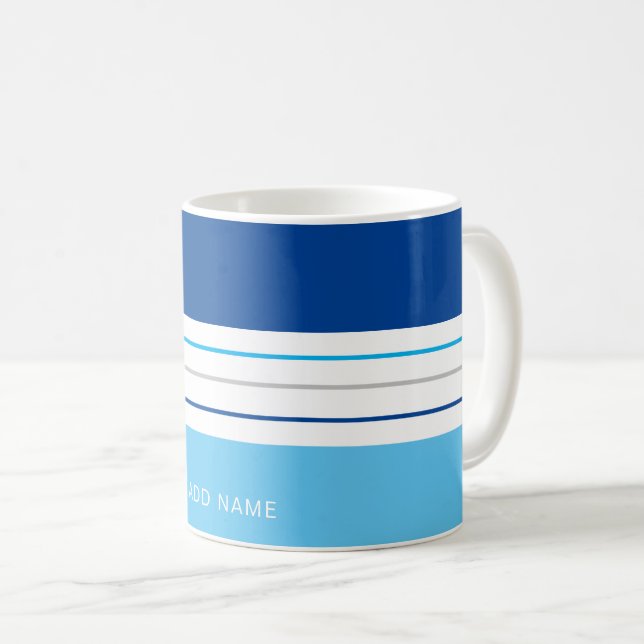 Taza De Café Rayas azules Sky modernas personalizadas (Anverso derecho)