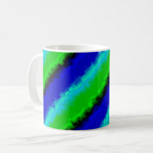 Taza De Café Rayas Azules Verdes de Vidrio Roto