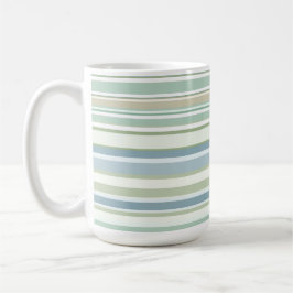 Taza De Café Rayas azules verdes y blancas