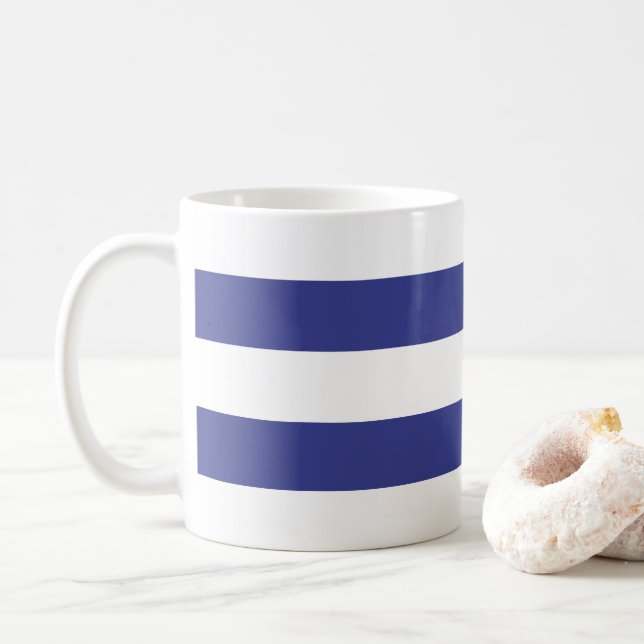 Taza De Café Rayas azules y blancas (Con donut)