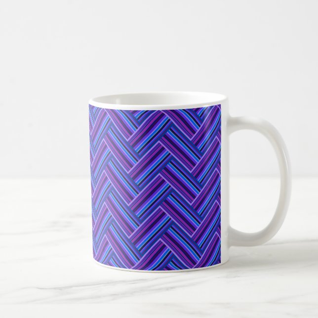 Taza De Café Rayas azules y violetas de doble trama (Derecha)