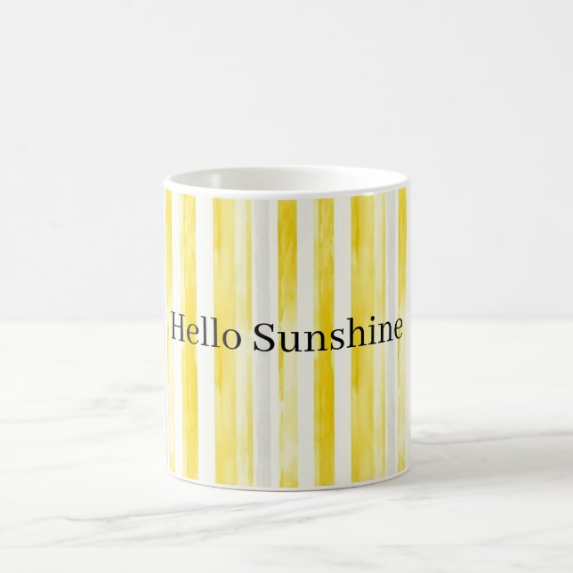 Taza De Café Rayas Blancas Amarillo Limón (Centro)