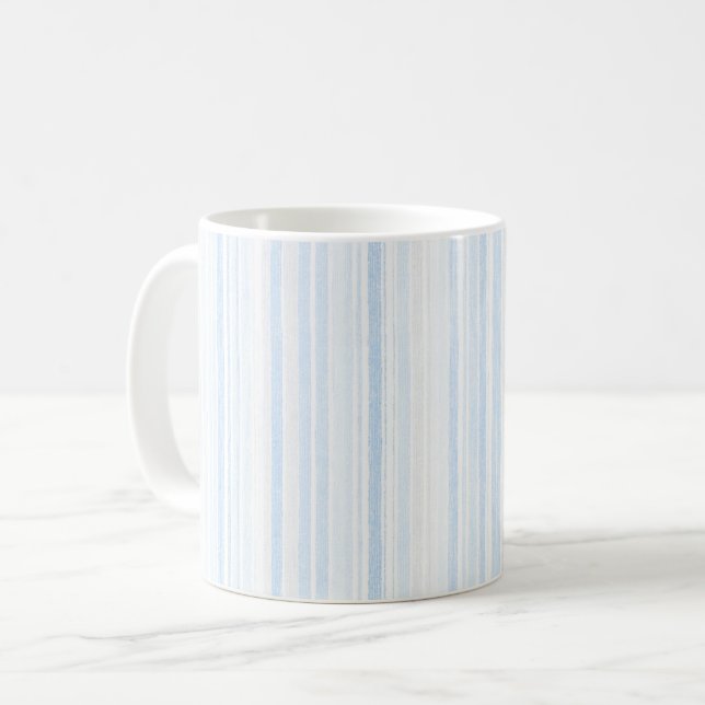 Taza De Café Rayas Blancas Azul Bebé (Anverso izquierdo)