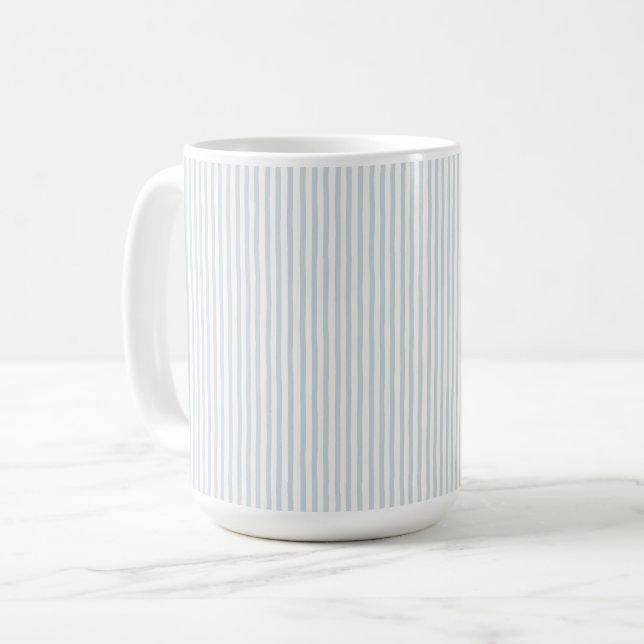 Taza De Café Rayas Blancas Azul Claro   (Anverso izquierdo)