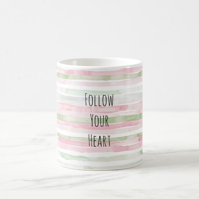 Taza De Café Rayas Blancas de Menta Rosa (Centro)