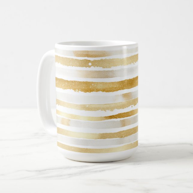 Taza De Café Rayas Blancas Doradas (Anverso izquierdo)