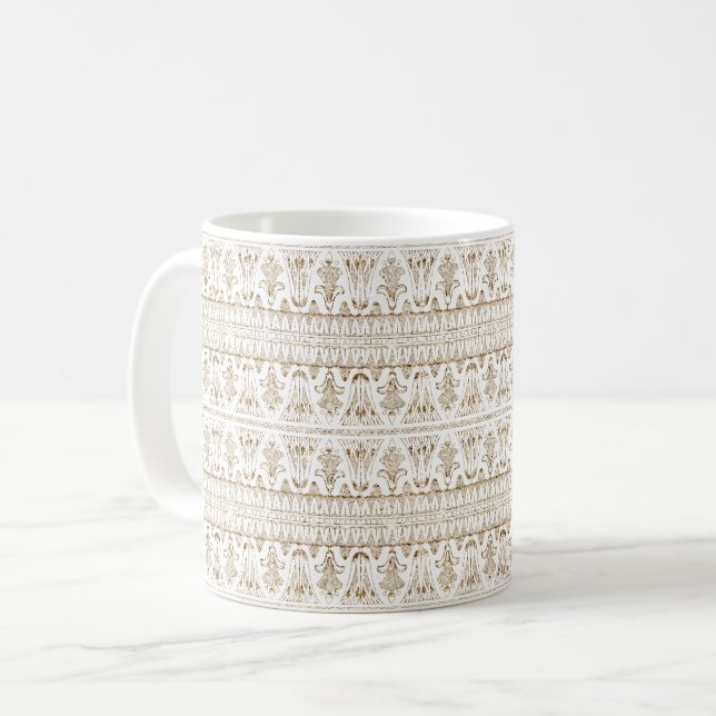 Taza De Café Rayas Blancas Doradas Abstracto (Anverso izquierdo)