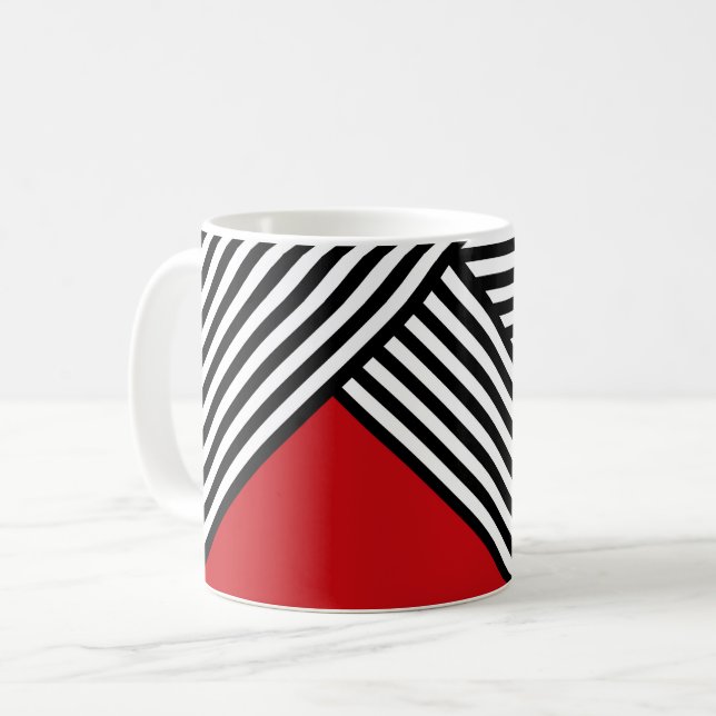 Taza De Café Rayas blancas y negras con triángulo rojo (Anverso izquierdo)