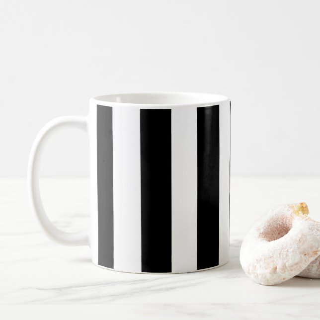 Taza De Café Rayas blancas y negras simple café mug (Con donut)