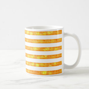 Taza De Café Rayas Bokeh Naranja Y Blanco