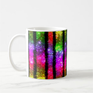 Taza De Café Rayas Brillantes Arcoíris Neón