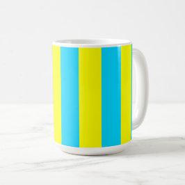 Taza De Café Rayas brillantes azules y amarillas