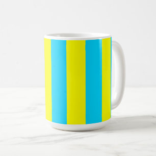 Taza De Café Rayas brillantes azules y amarillas