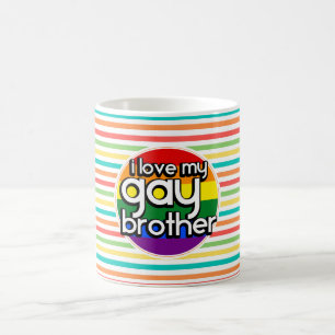 Taza De Café Rayas brillantes del arco iris; Brother gay
