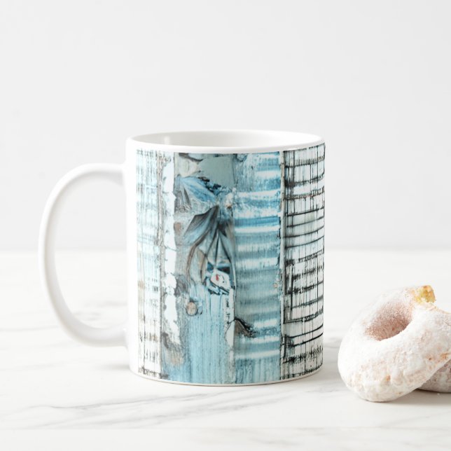 Taza De Café Rayas chic de Shabby Azul (Con donut)