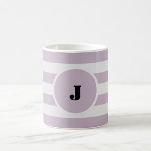 Taza De Café Rayas claras púrpuras y blancas apagadas