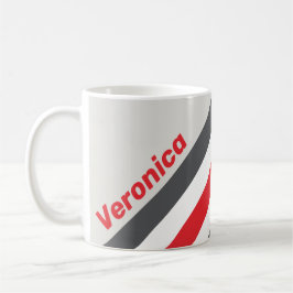 Taza De Café Rayas Clásicas de Punta Alada Dividida con Nombre