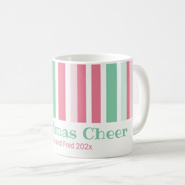 Taza De Café Rayas Coloridas de Navidad (Anverso derecho)
