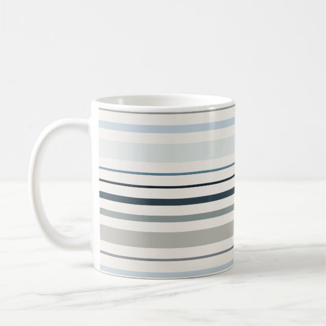 Taza De Café Rayas Costeras Azules (Izquierda)