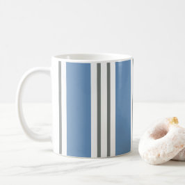 Taza De Café Rayas Costeras Azules y Blancas