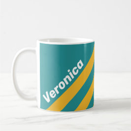 Taza De Café Rayas de Amanecer de Conchas Marinas con Nombre
