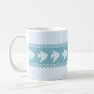 Taza De Café Rayas de Angelfish Coastal Azul Claro
