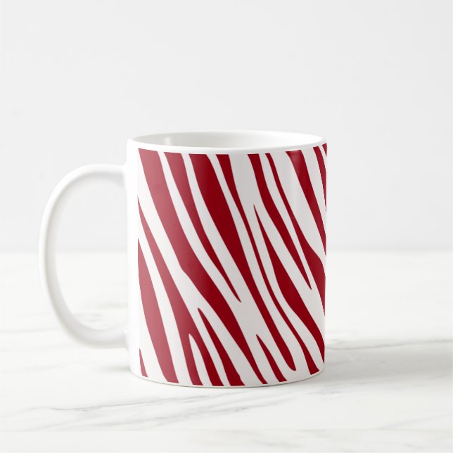Taza De Café Rayas De Animal De Cebra Roja De Moda (Izquierda)