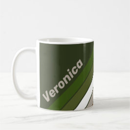 Taza De Café Rayas de Arboleda Brumosa con Nombre