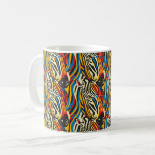 Taza De Café Rayas de arco iris del patrón de cebra