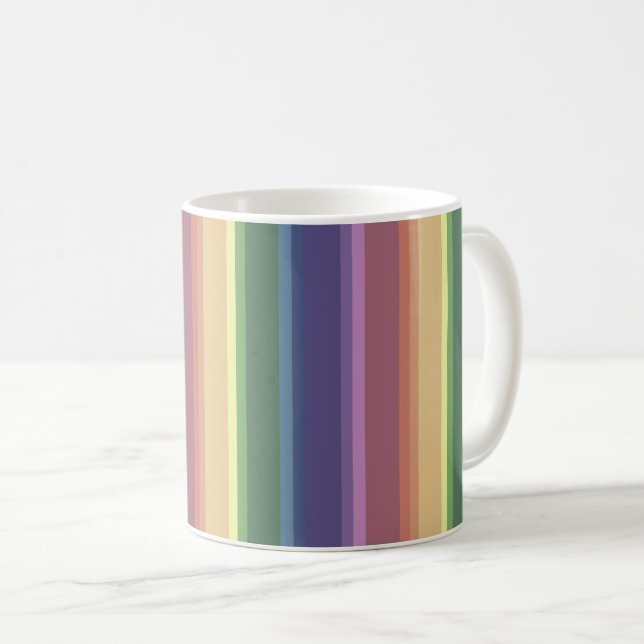 Taza De Café Rayas de arco iris mudas (Anverso derecho)