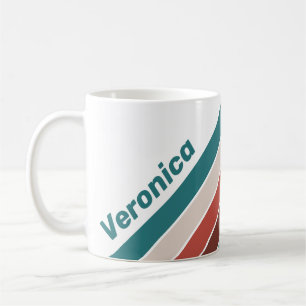 Taza De Café Rayas de Arcoíris de Menta Vintage con Nombre