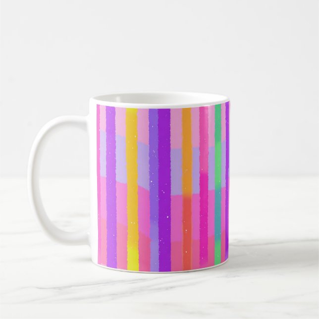 Taza De Café Rayas de arcoíris pastel lindas (Izquierda)