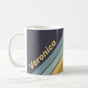 Taza De Café Rayas de Arcoíris Retrógradas Vintage con Nombre