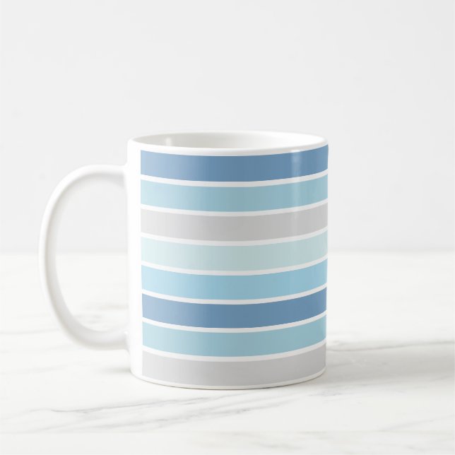 Taza De Café Rayas de Azul Degradado (Izquierda)