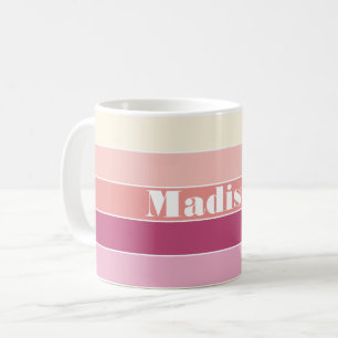 Taza De Café Rayas de bloque de color de color de color rosa ro