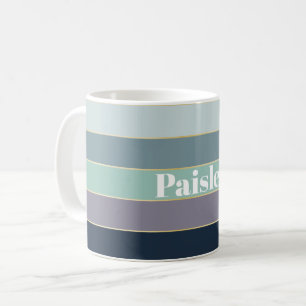 Taza De Café Rayas de bloque de color verde púrpura Personaliza