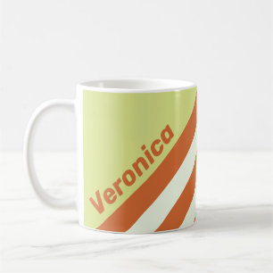 Taza De Café Rayas de Cactus del Desierto Retro con Nombre